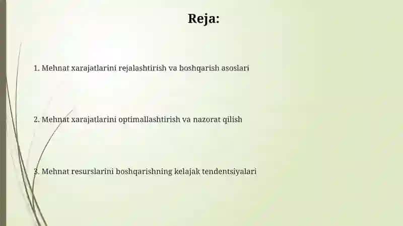 Mehnat jamolarini rejalashtirish va boshqarish 2