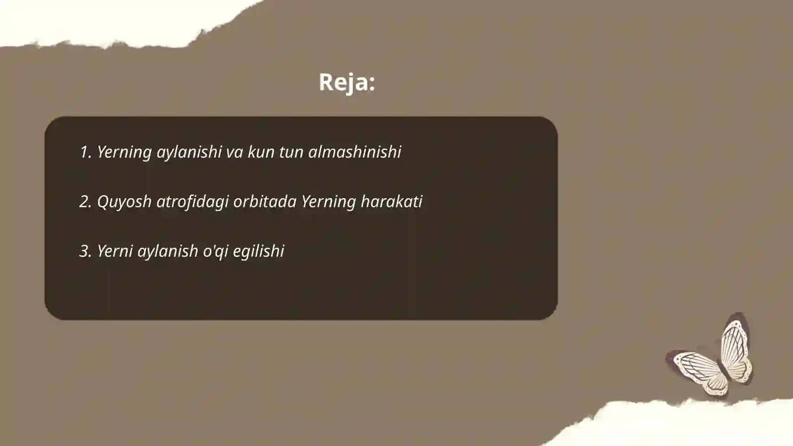 Yerning o'z o'qi va quyosh atrofida aylanishi 2
