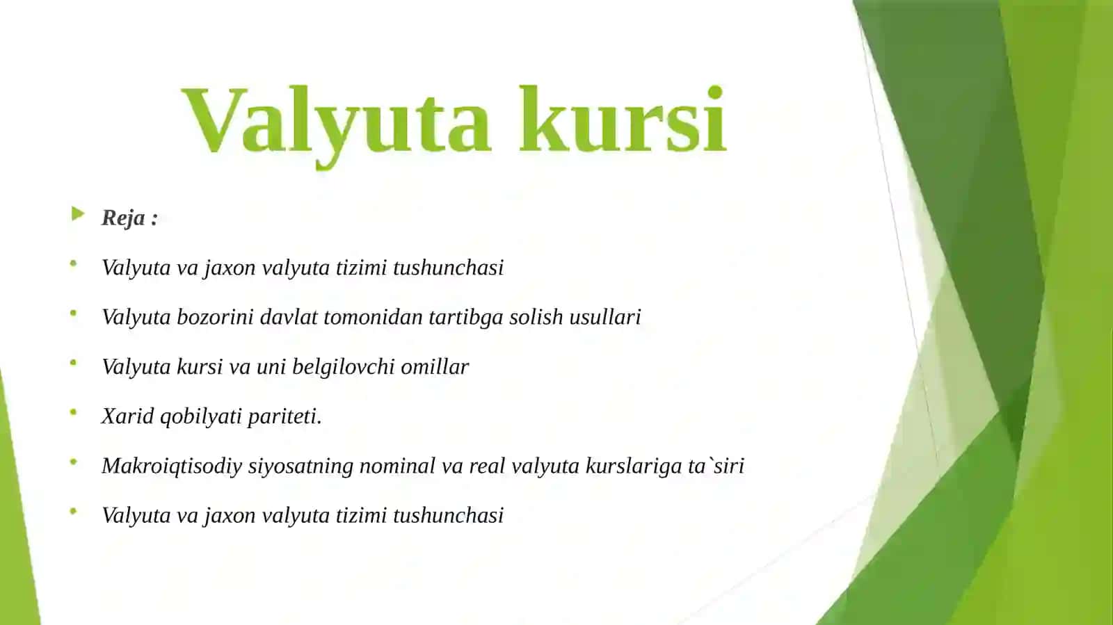 Valyuta kursi 2