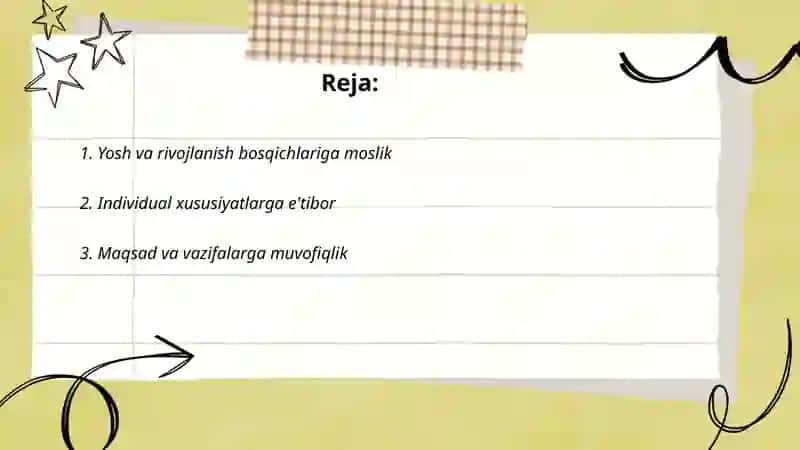 Tarbiya usullarini tanlashga qoʻyiladigan talablar 2