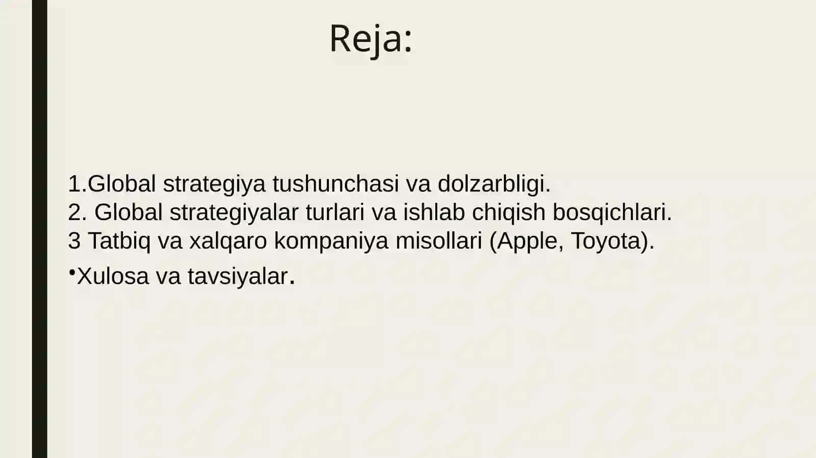 Xalqaro kompaniyalarda global strategiyalarni ishlab chiqish 2