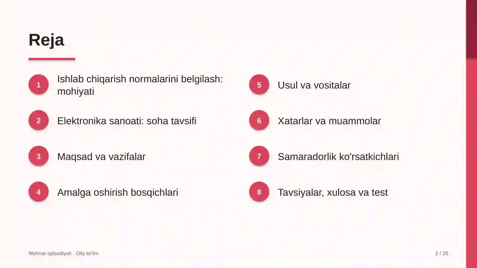 Elektronika sanoatida ishlab chiqarish normalarini belgilash 2
