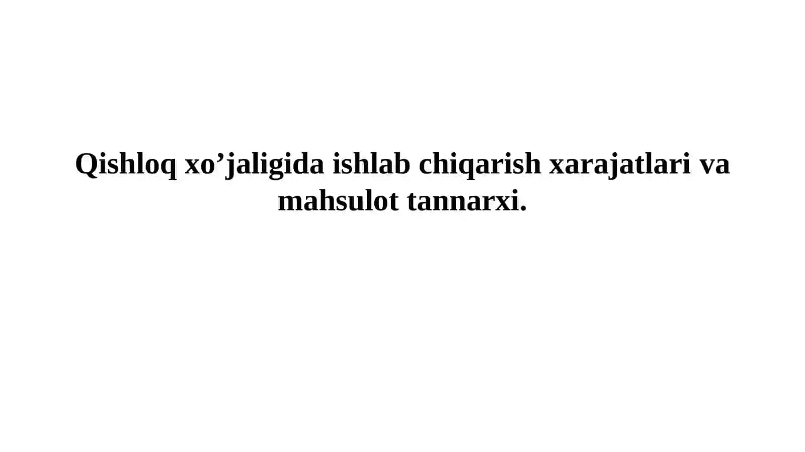 Qishloq xo‘jaligi iqtisodiyoti fanining jadvali 2