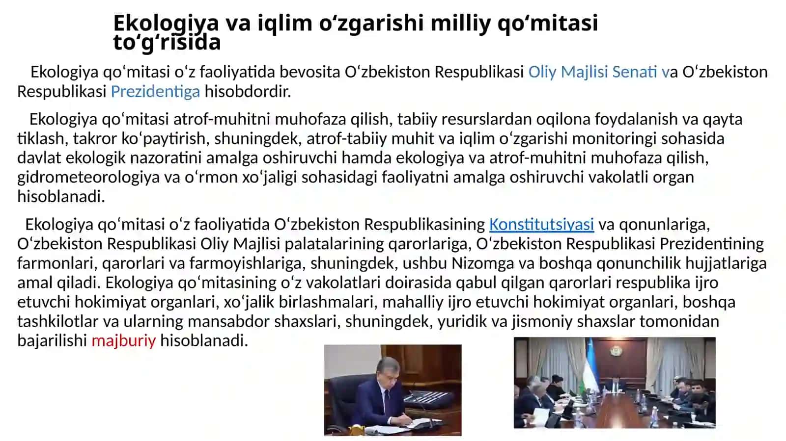 Oʻzbekiston Respublikasi Ekologiya va iqlimoʻzgarishi milliy qoʻmitasi faoliyati 2