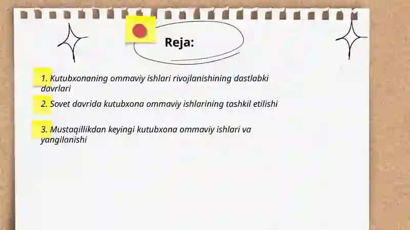 Kutubxonaning ommaviy ishlari tarixi 2