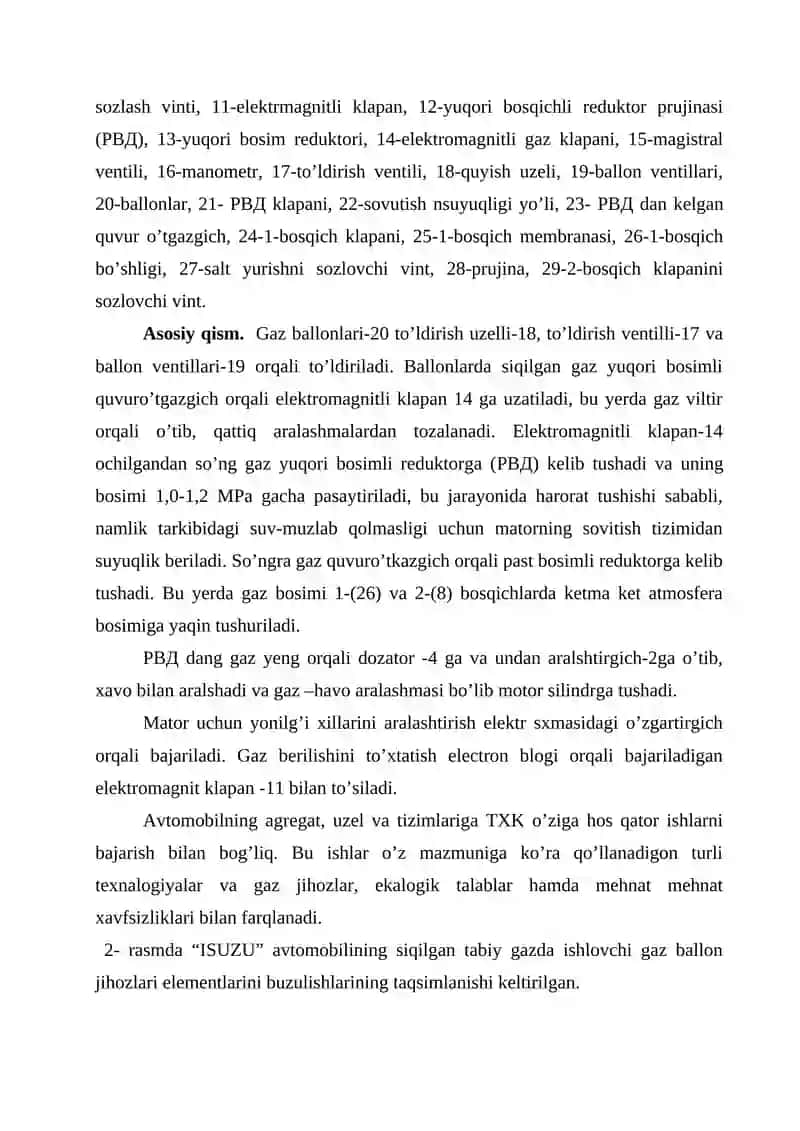 SUYULTIRGAN GAZDA ISHLAYDIGAN AVTOMOBILLARGA TEXNIK XIZMAT KO‘RSATISH VA TA’MIRLASH ISHLARI TEXNOLOGIYASI. 2