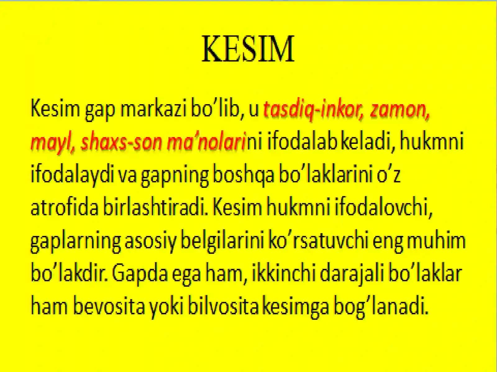 Kesimning tuzilishi 2
