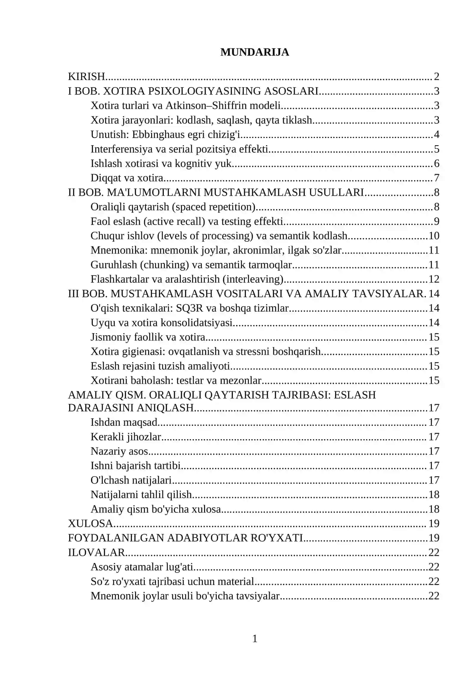 MA'LUMOTLARNI MUSTAHKAMLASH YO'LLARI, USULLARI, VOSITALARI 2