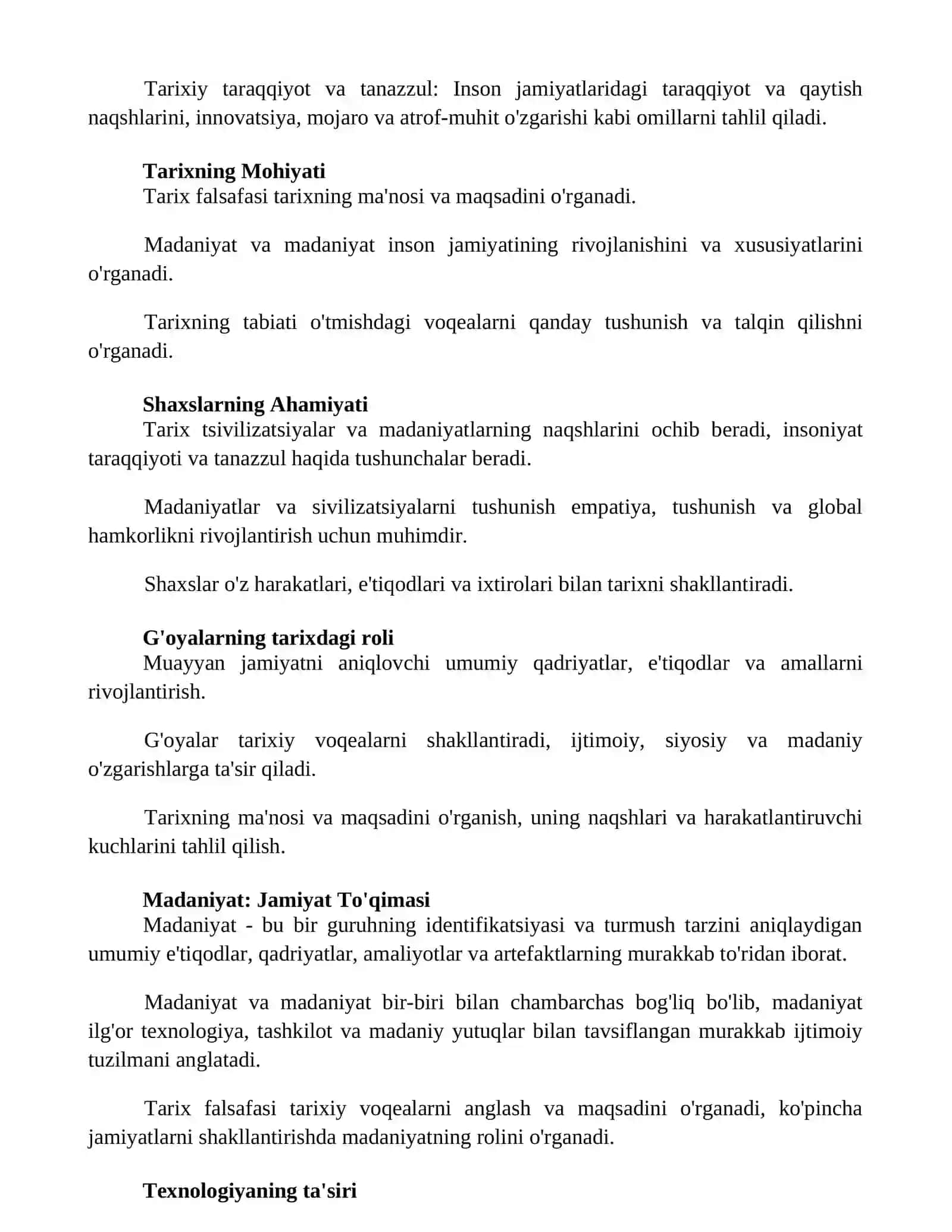 Tarix falsafasi, sivilizatsiya va madaniyat 2