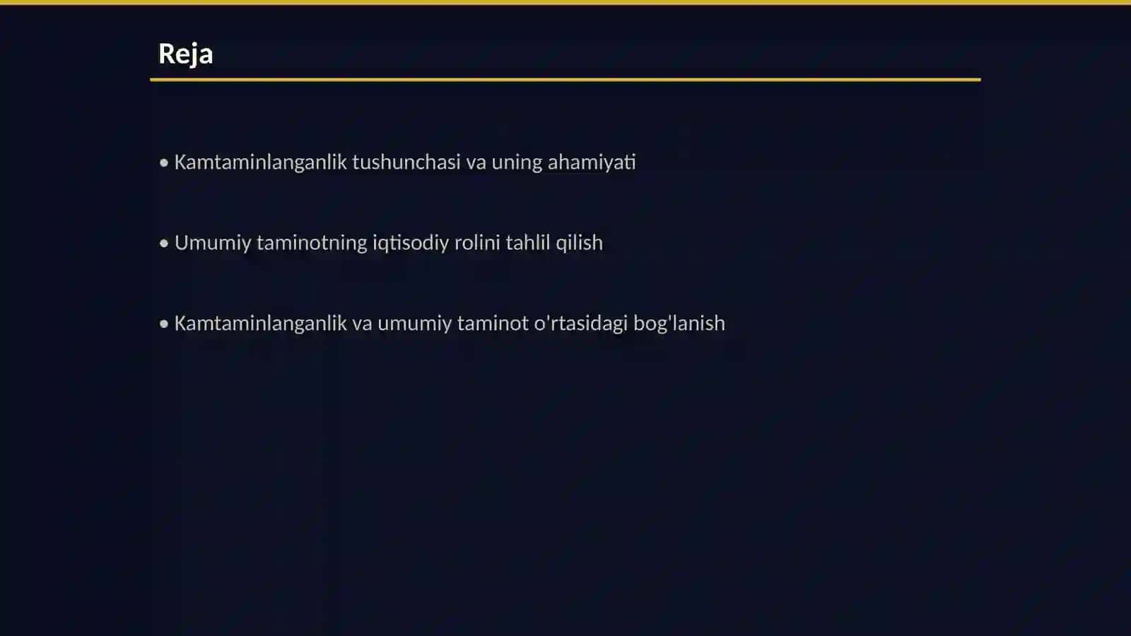 Kamtaminlanganlik va umumiy taminot 2