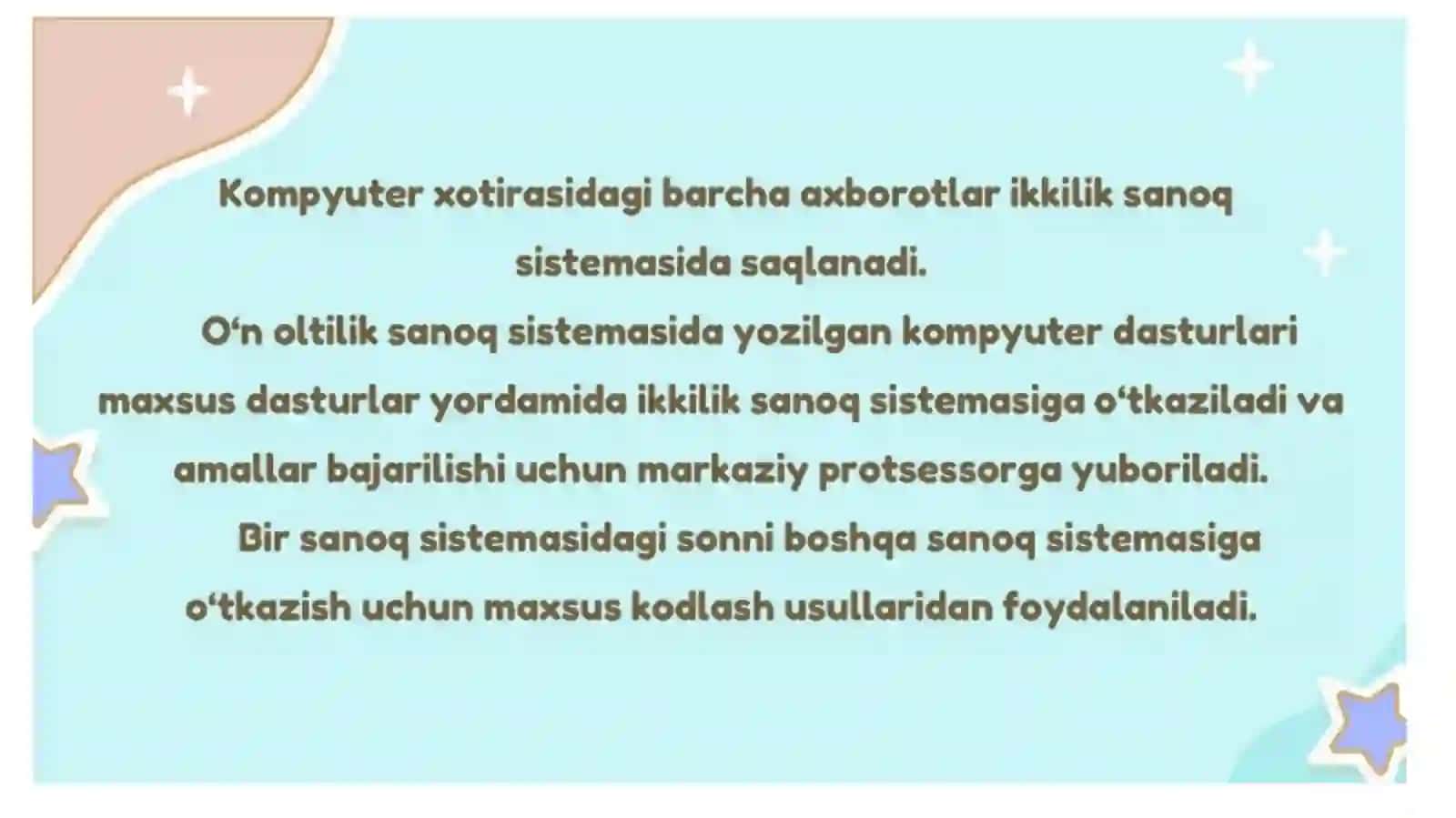 Sanoq sistemalari. O‘ndan farqli pozitsion sanoq sistemalari 2