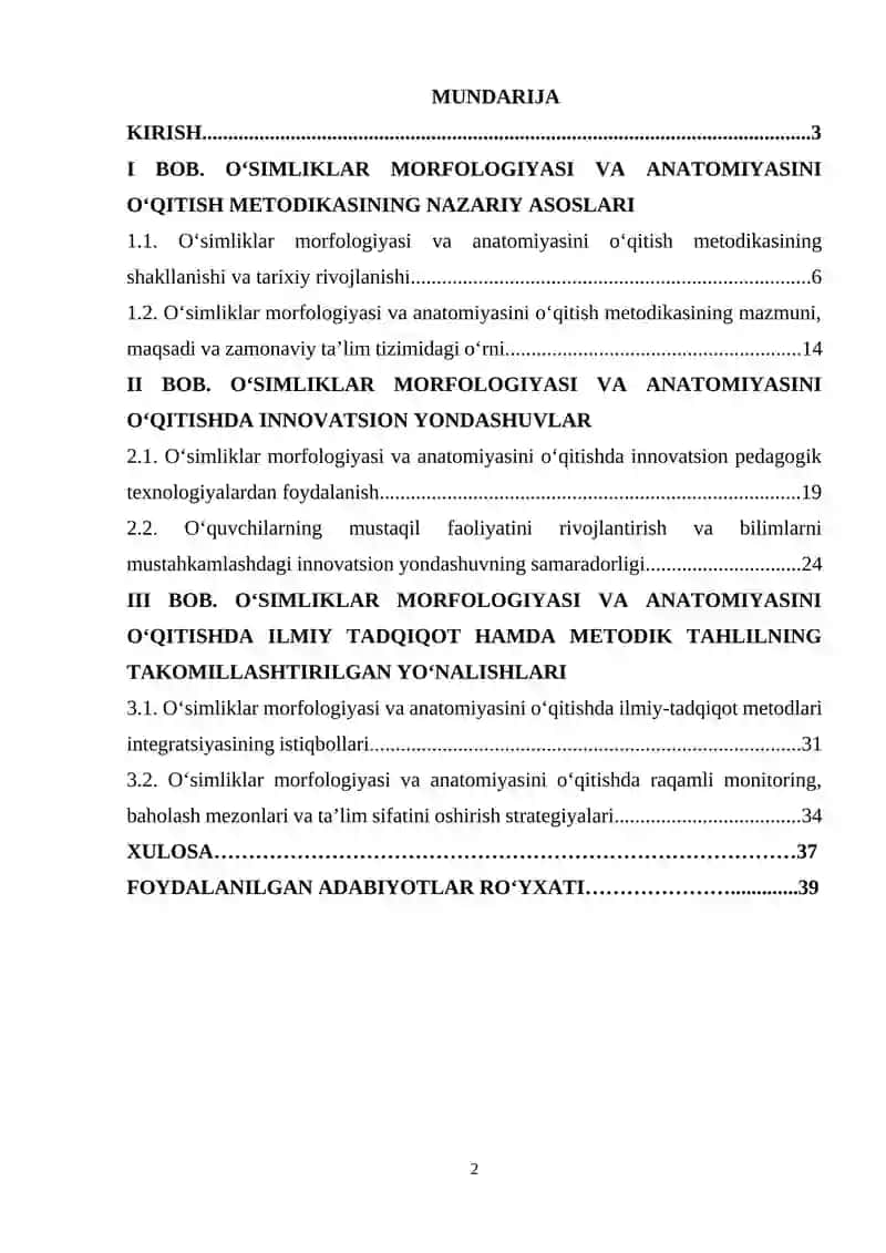 О‘simliklаr mоrfоlоgiyаsi vа аnаtоmiyаsini о‘qitishdа innоvаtsiоn yоndаshuvlаr 2