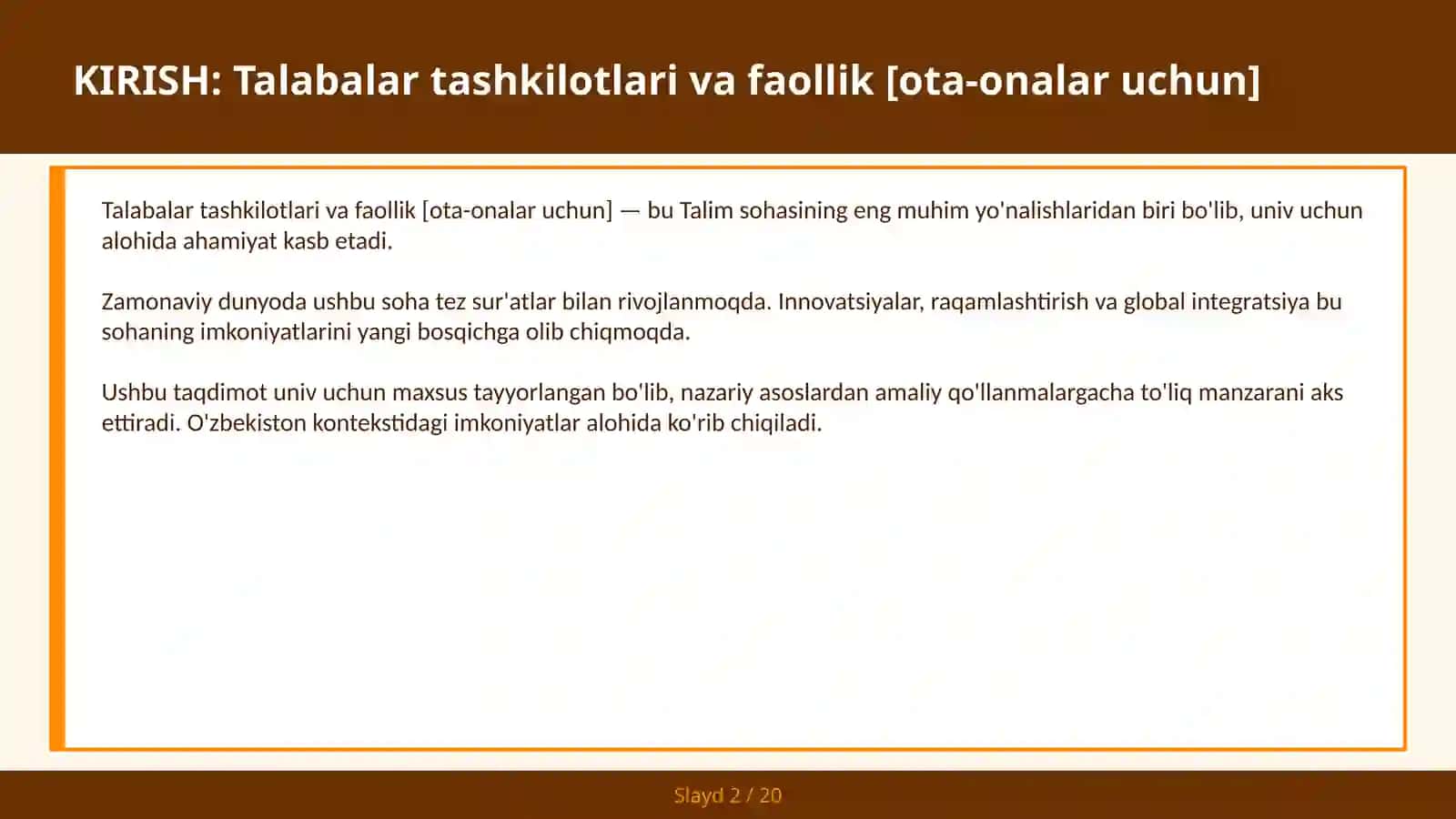 Talabalar tashkilotlari va faollik [ota-onalar uchun] 2