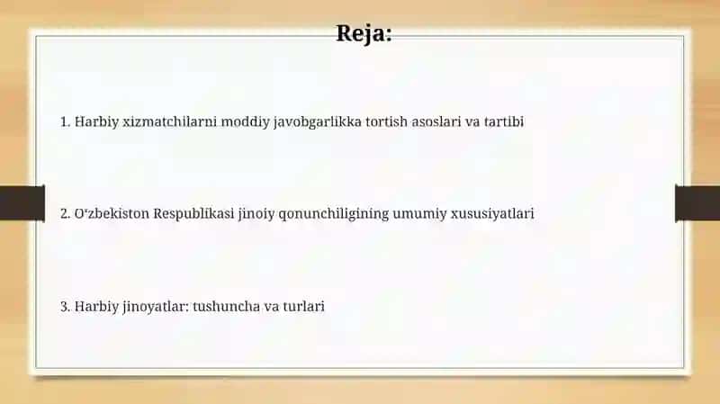 Harbiy xizmatchilarni moddiy javobgarlikka tortish asoslari 2