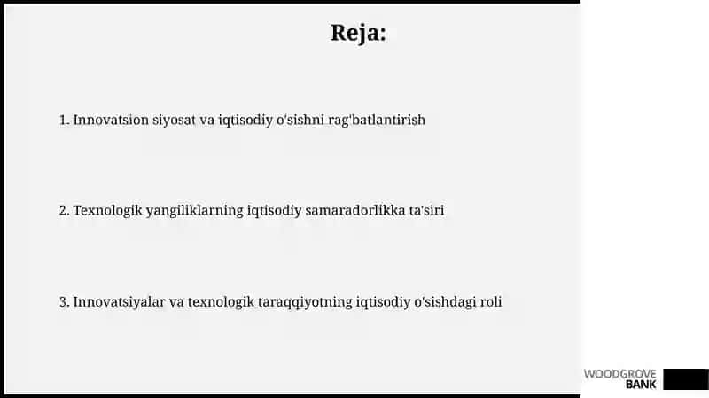 Innovatsiya va texnalogik rivojlanishning iqtisodiy o’sishdagi o’rni 2