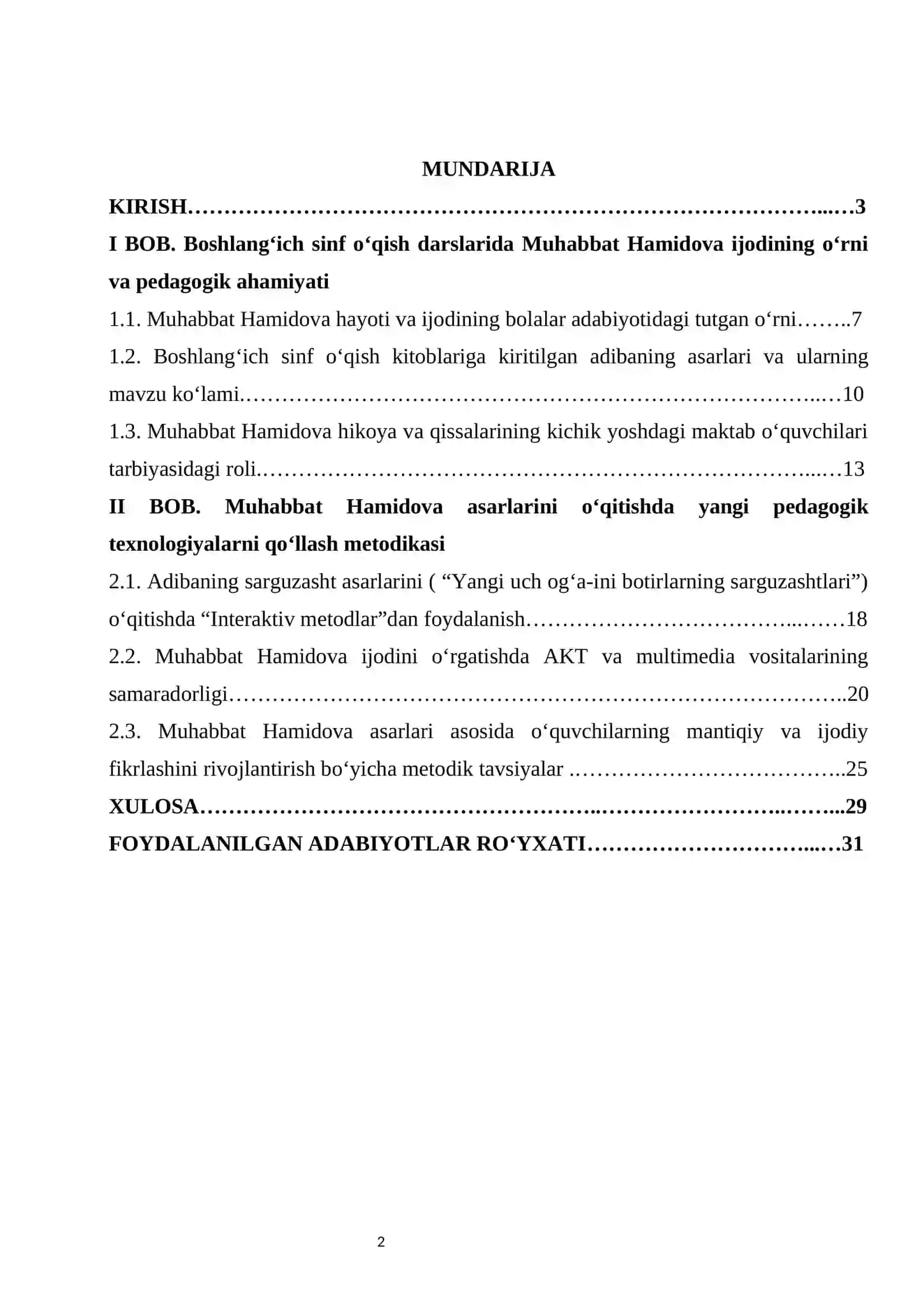 Boshlang‘ich sinflarda Muhabbat Hamidova ijodini yangi pedagogik texnologiyalar orqali o‘tish metodikasi 2