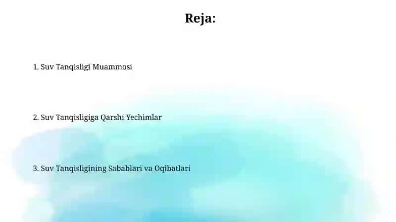 Suv Tanqisligi Muammosi 2