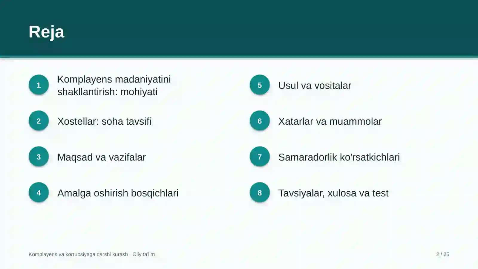 Xostellarda komplayens madaniyatini shakllantirish 2