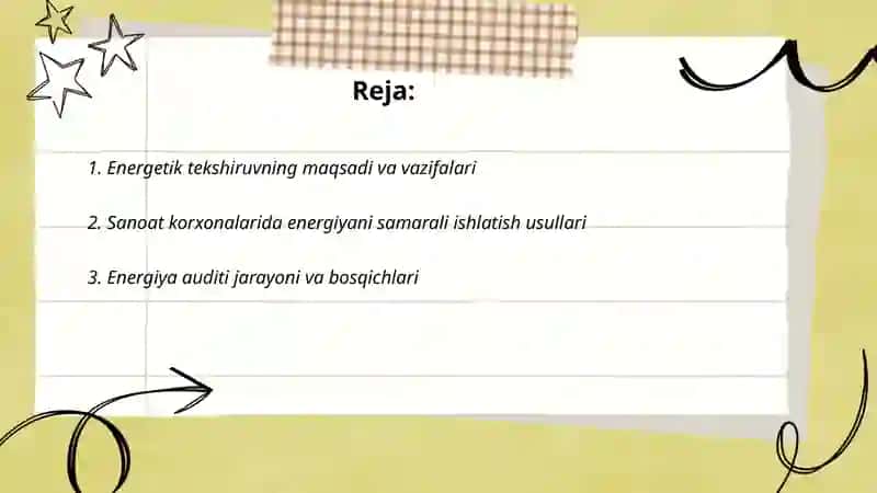 Sanoat korxonalarining energetik tekshiruvi. 2