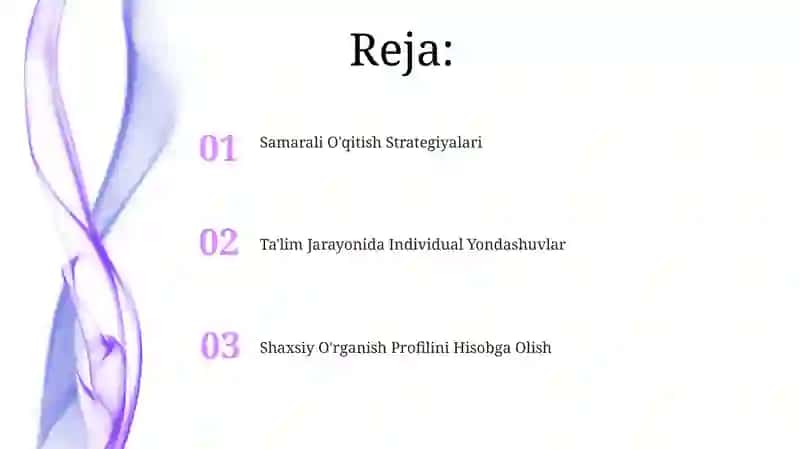 O'rganish Profilini Hisobga Olish 2
