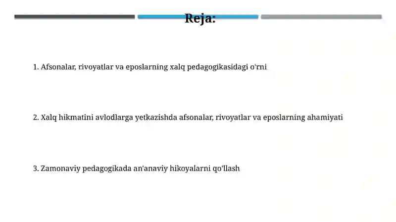 Afsona va rivoyat va dostonlarning xalq pedagogikasidagi oʻrni va ahamiyati 2