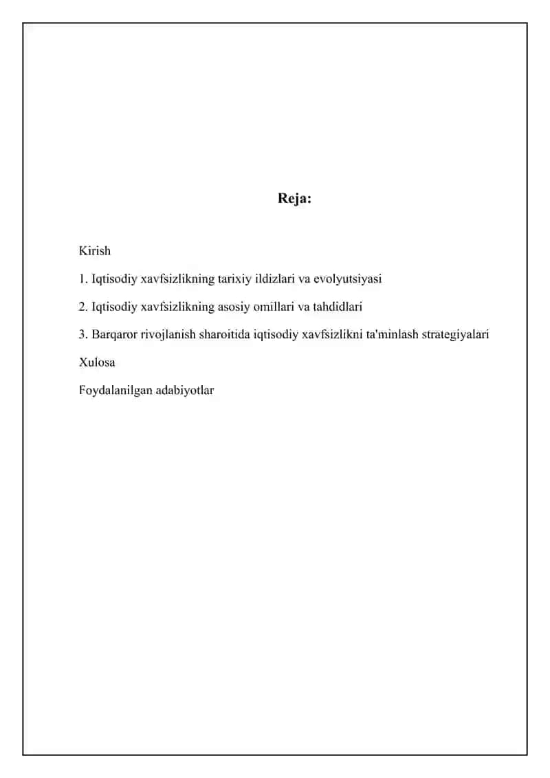 Iqtisodiy xavfsizlikning tarixiy ildizlari va evolyutsiyasi 2