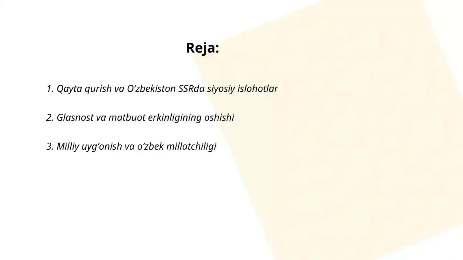 Qayta qurish va Oʻzbekiston SSRda siyosiy islohotlar 2