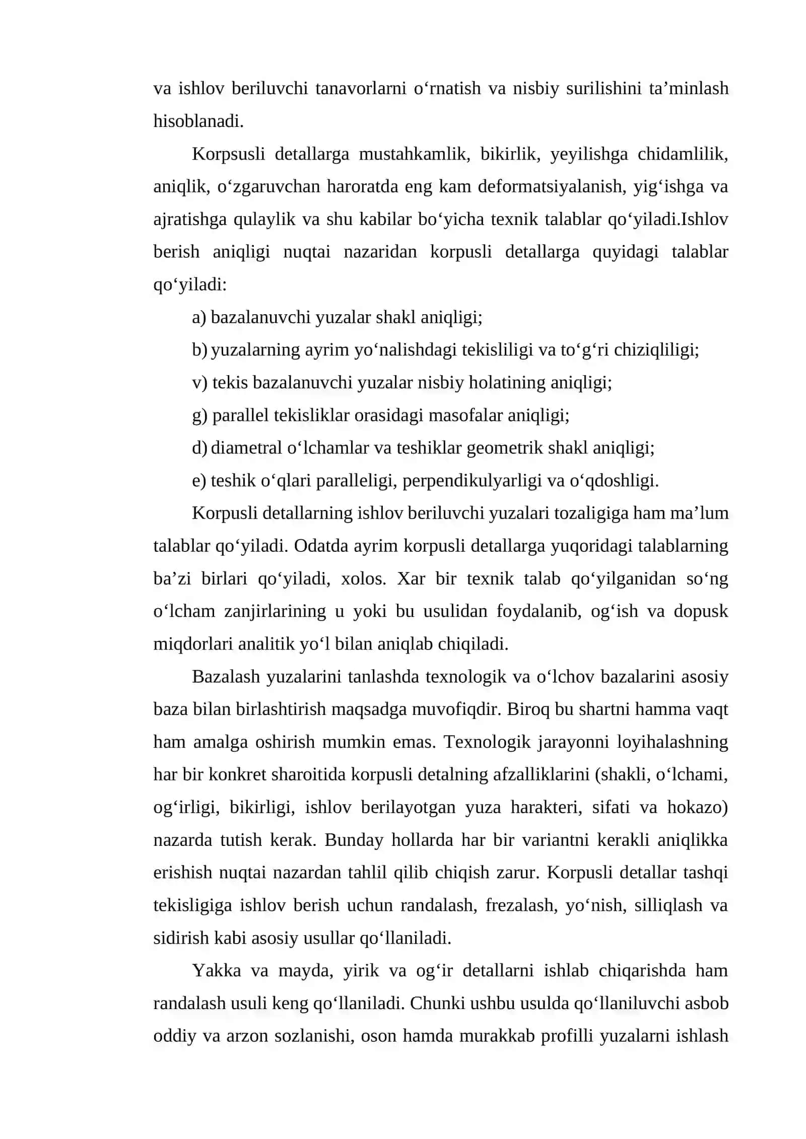 Korpusli Detallarga Ishlov Berishning Tipaviy Texnologik Jarayonlari 2