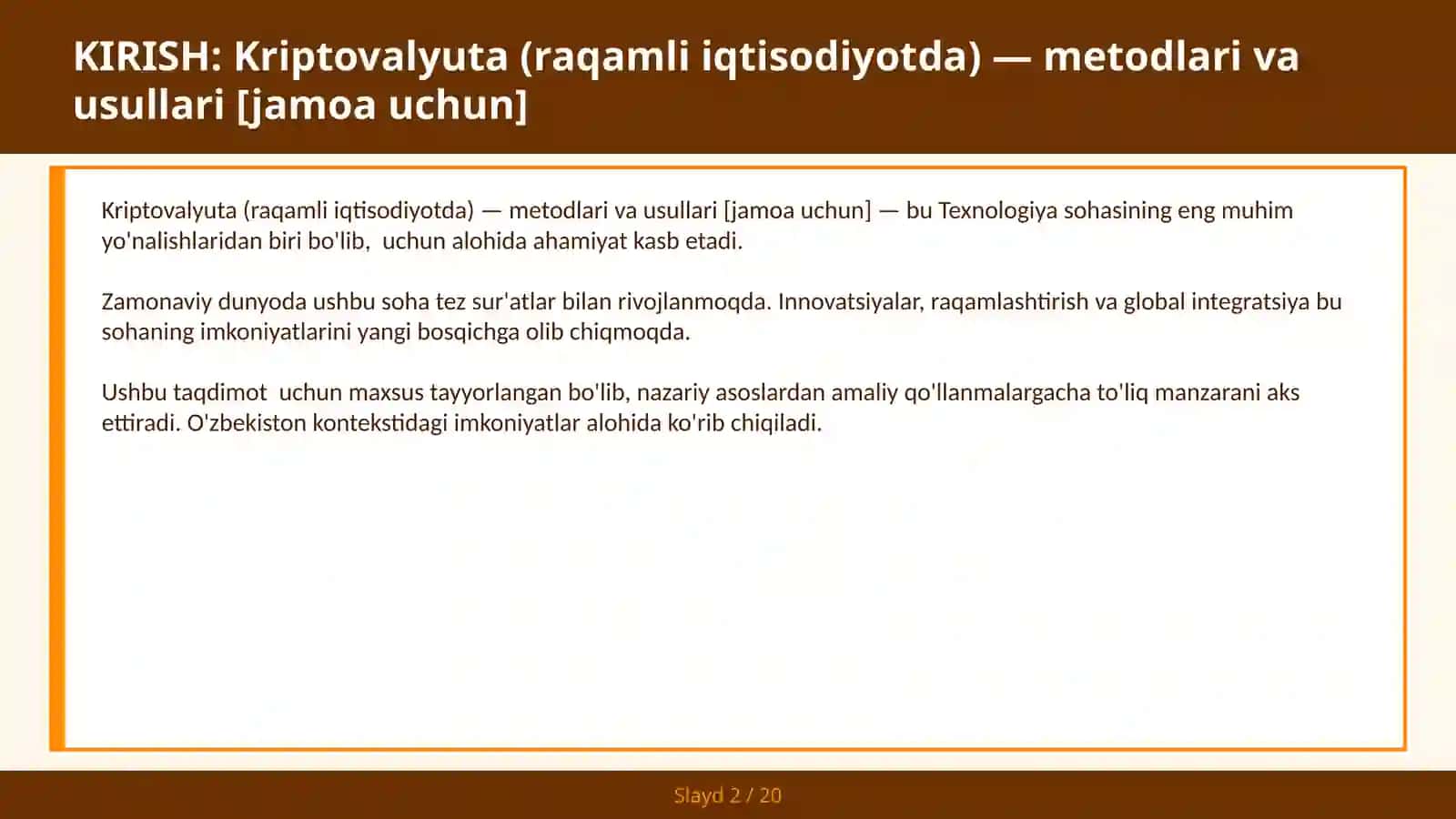 Kriptovalyuta (raqamli iqtisodiyotda) — metodlari va usullari [jamoa uchun] 2