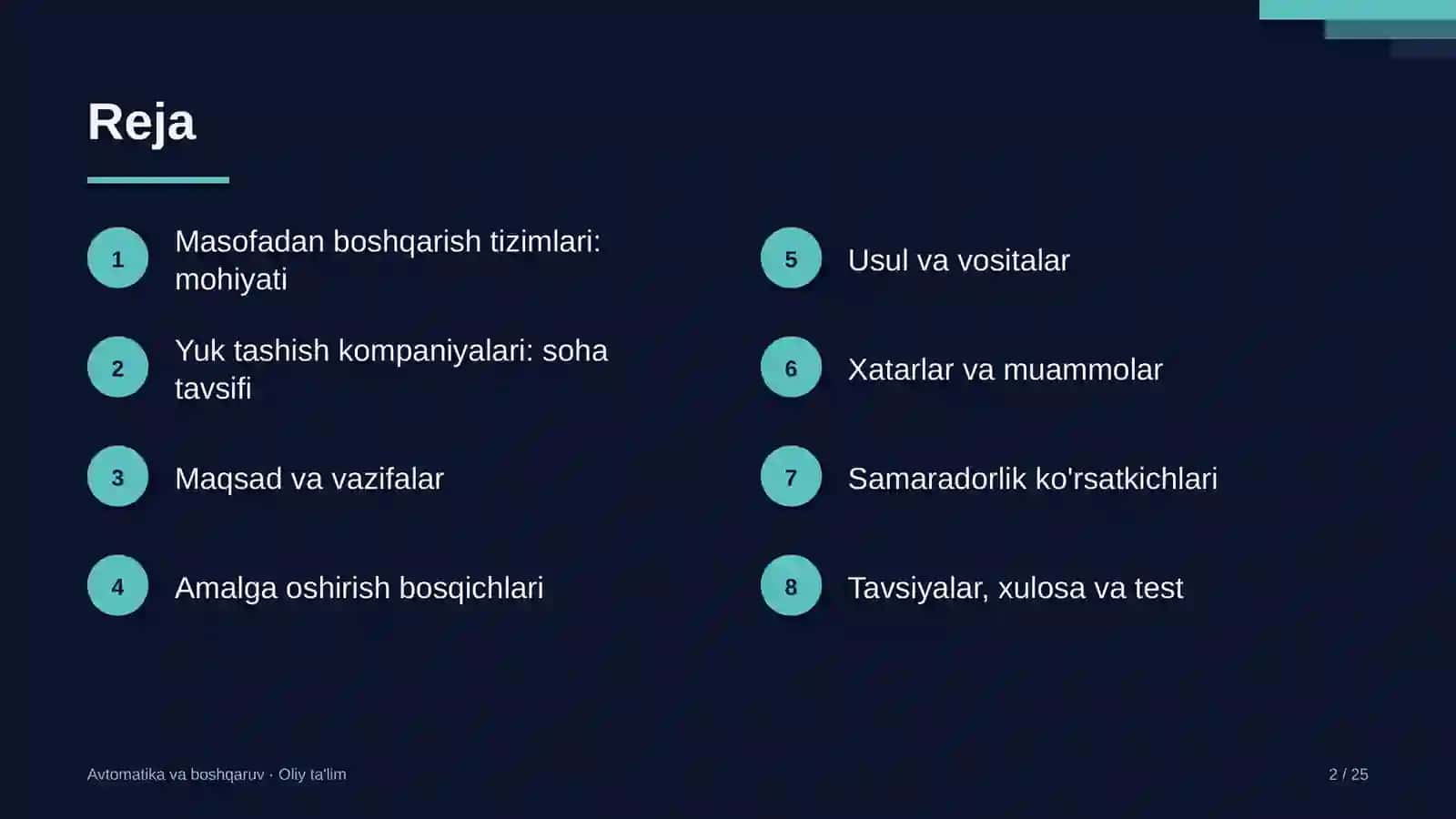 Yuk tashish kompaniyalarida masofadan boshqarish tizimlarini joriy etish 2