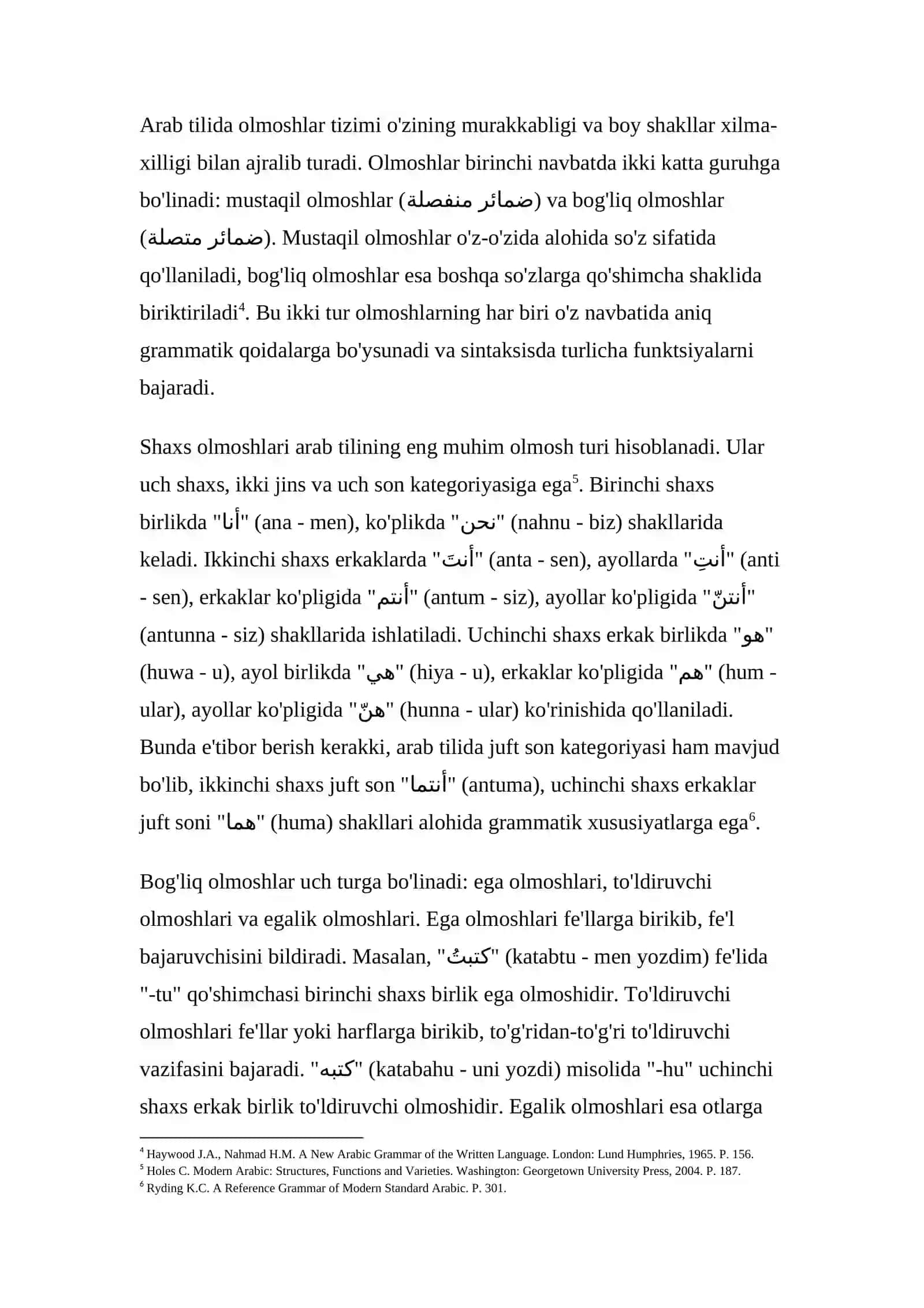 Arab tilida olmoshlar tizimi va ularning grammatik xususiyatlari 2