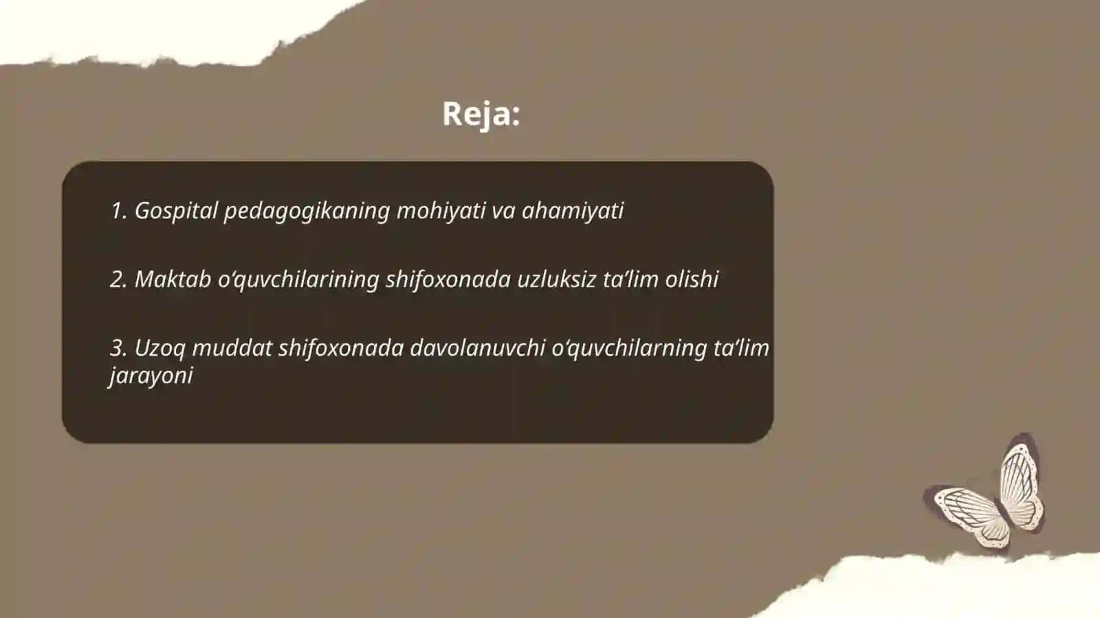Gospital pedagogika fanidan Uzoq davolanuvchi maktab o’quvchilarning ta’limi 2