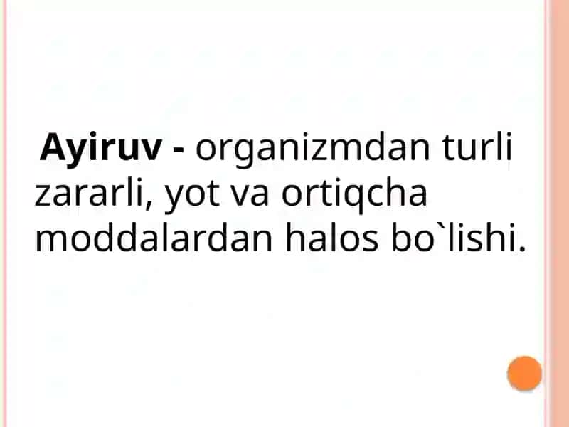 Organizmning ayiruv funksiyalari fiziologiyasi 2