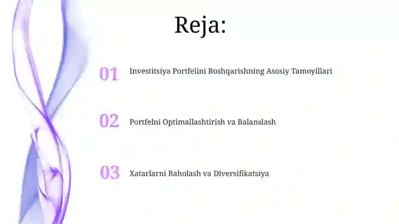 Investitsiya portfelini boshqarish asoslari 2