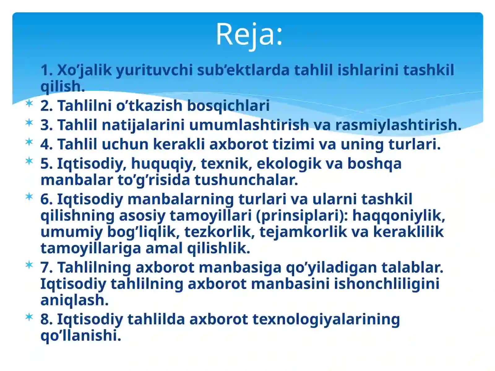 TAHLIL ISHLARINI TASHKIL QILISH VA MANBALAR BILAN TA’MINLASH 2