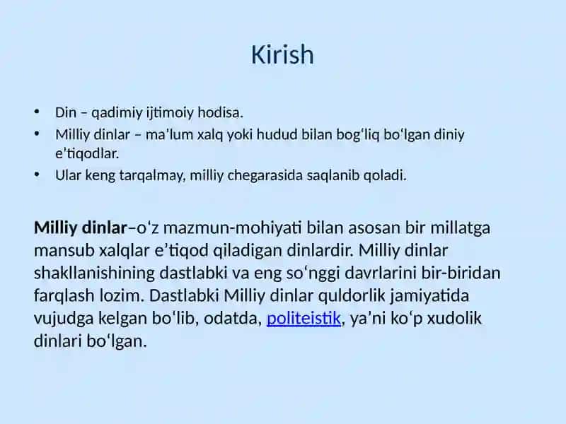 Milliy dinlar 2