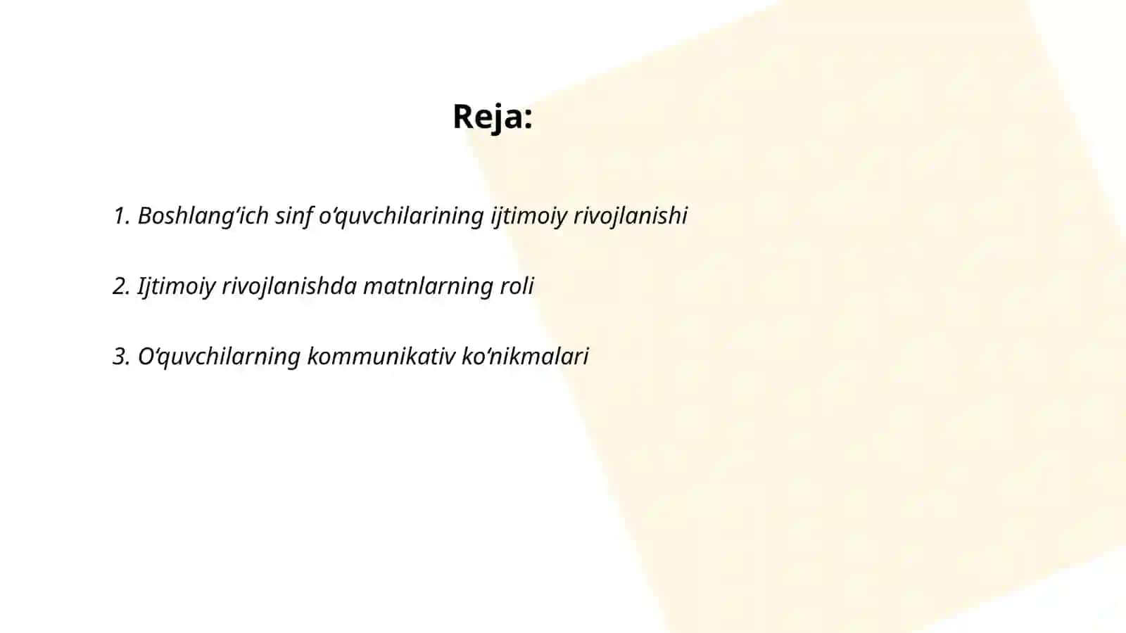 Bpshlanģich sinf òquvchilarining ijtimoiy rivojlanish holati va rivojlanishda matnlarning ahamiyati 2