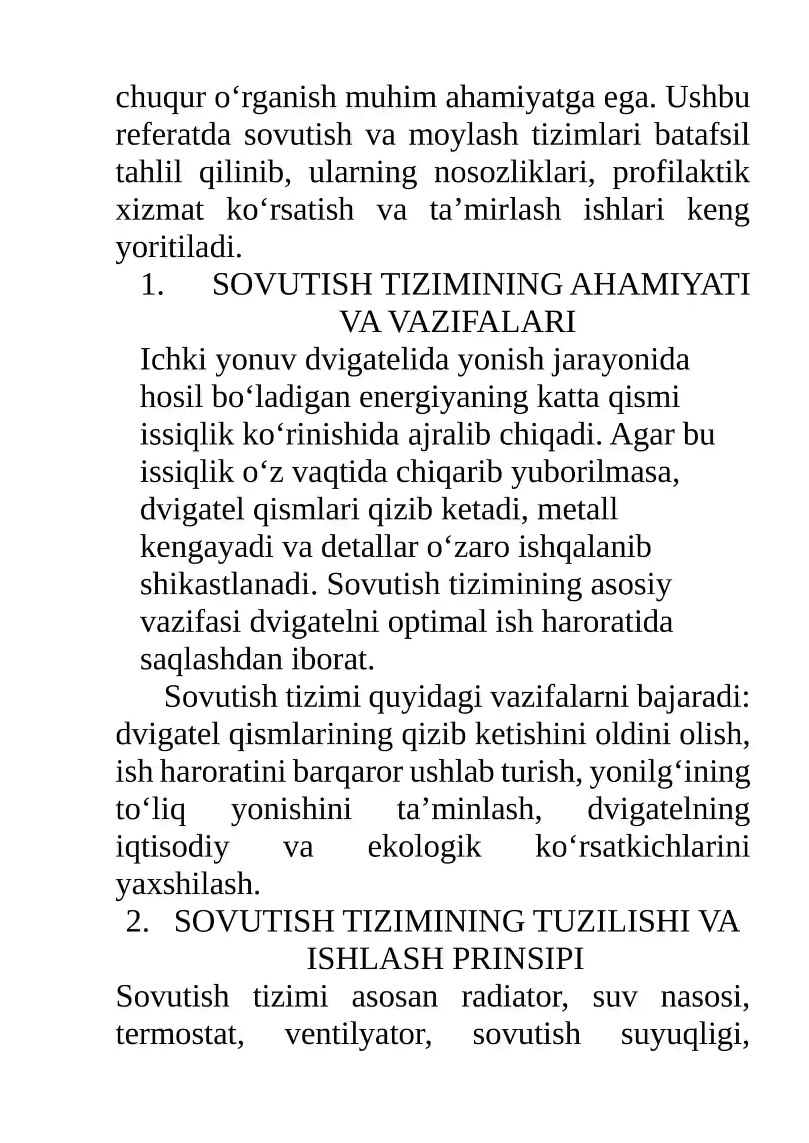 Sovutish Va Moylash Tizimi Nosozliklari, Tizimiga TXK Va JT Ishlari Texnologiyasi 2