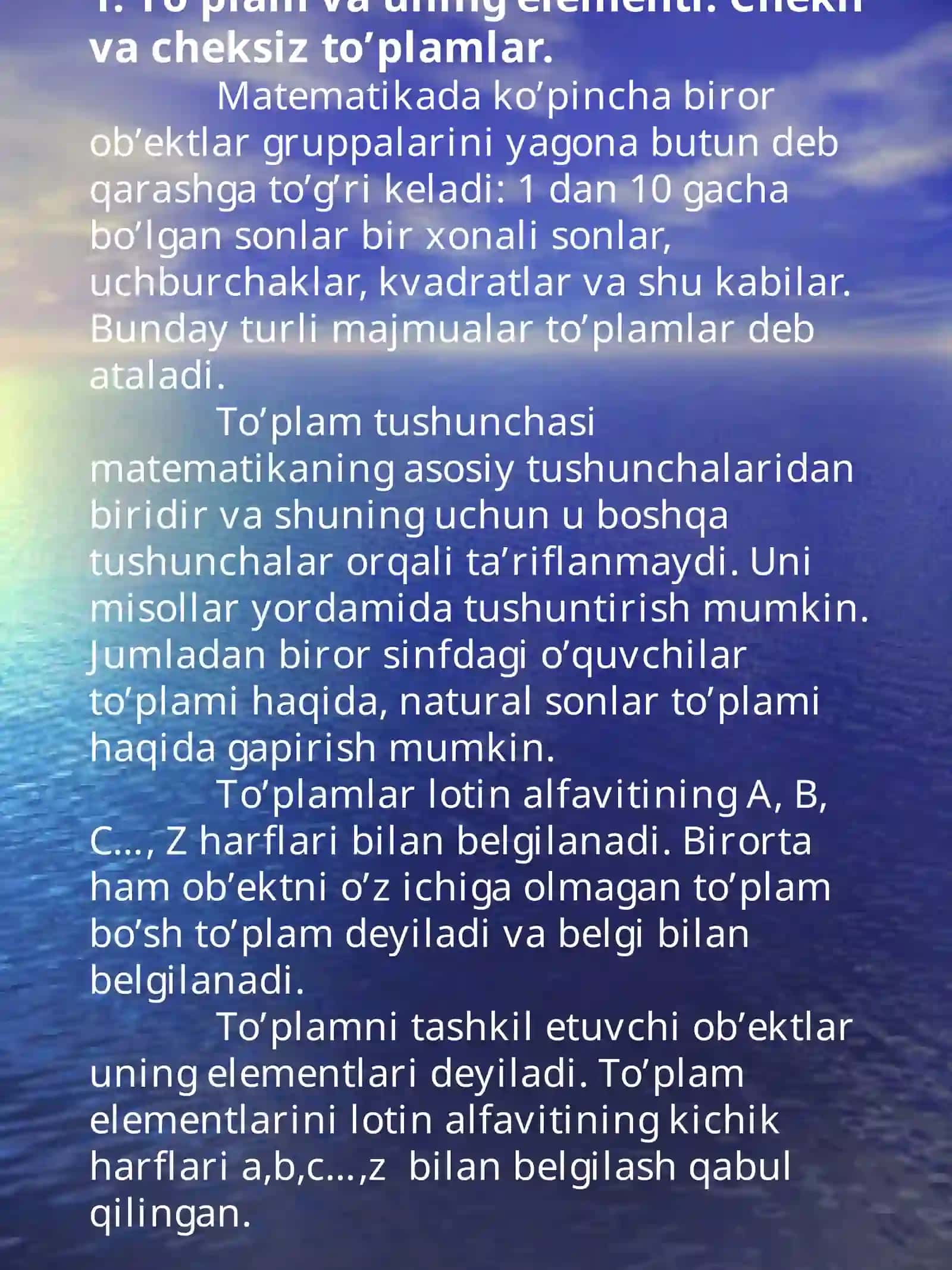 To’plamlar va ular ustida amallar 2
