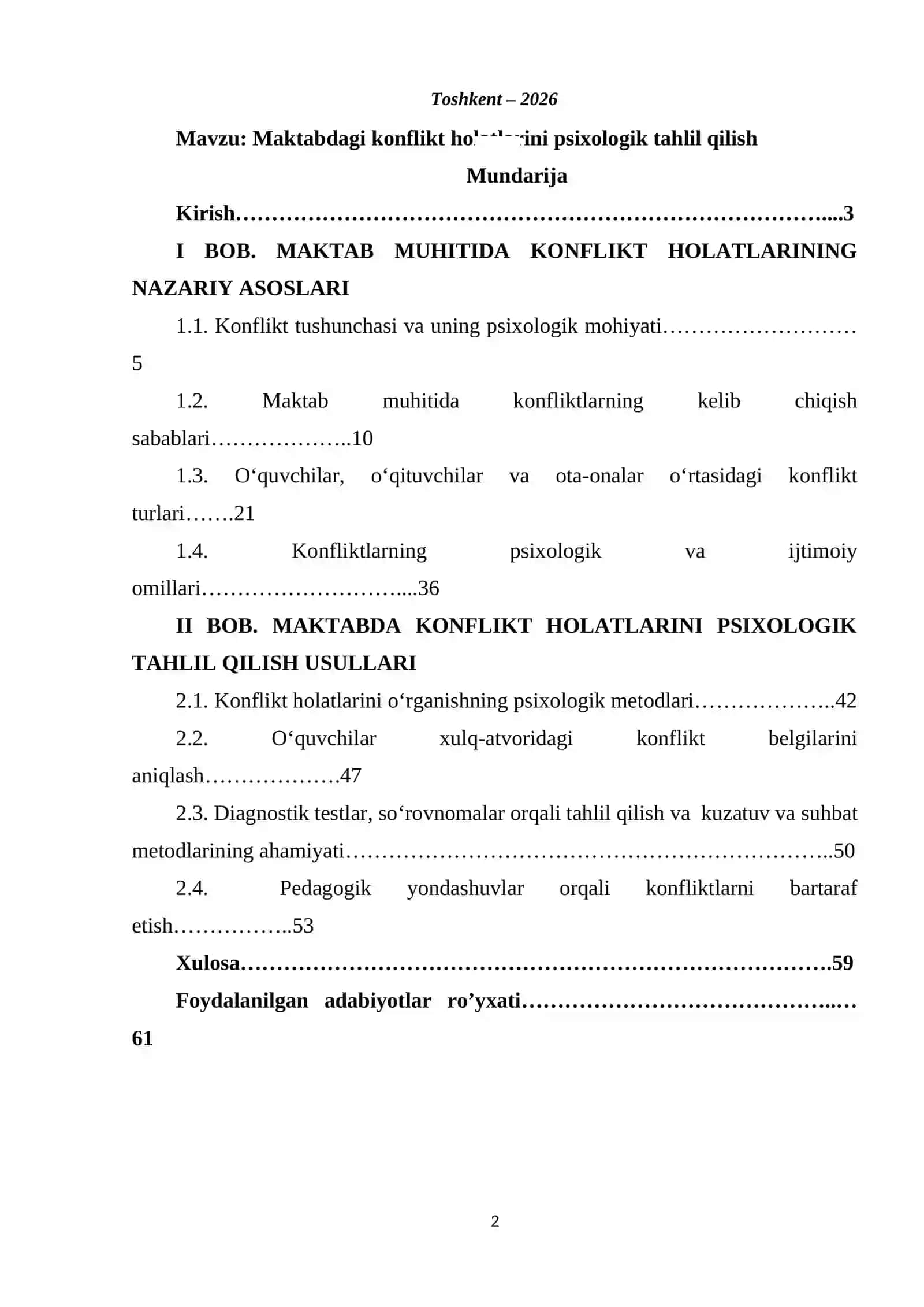 Maktabdagi konflikt holatlarini psixologik tahlil qilish 2