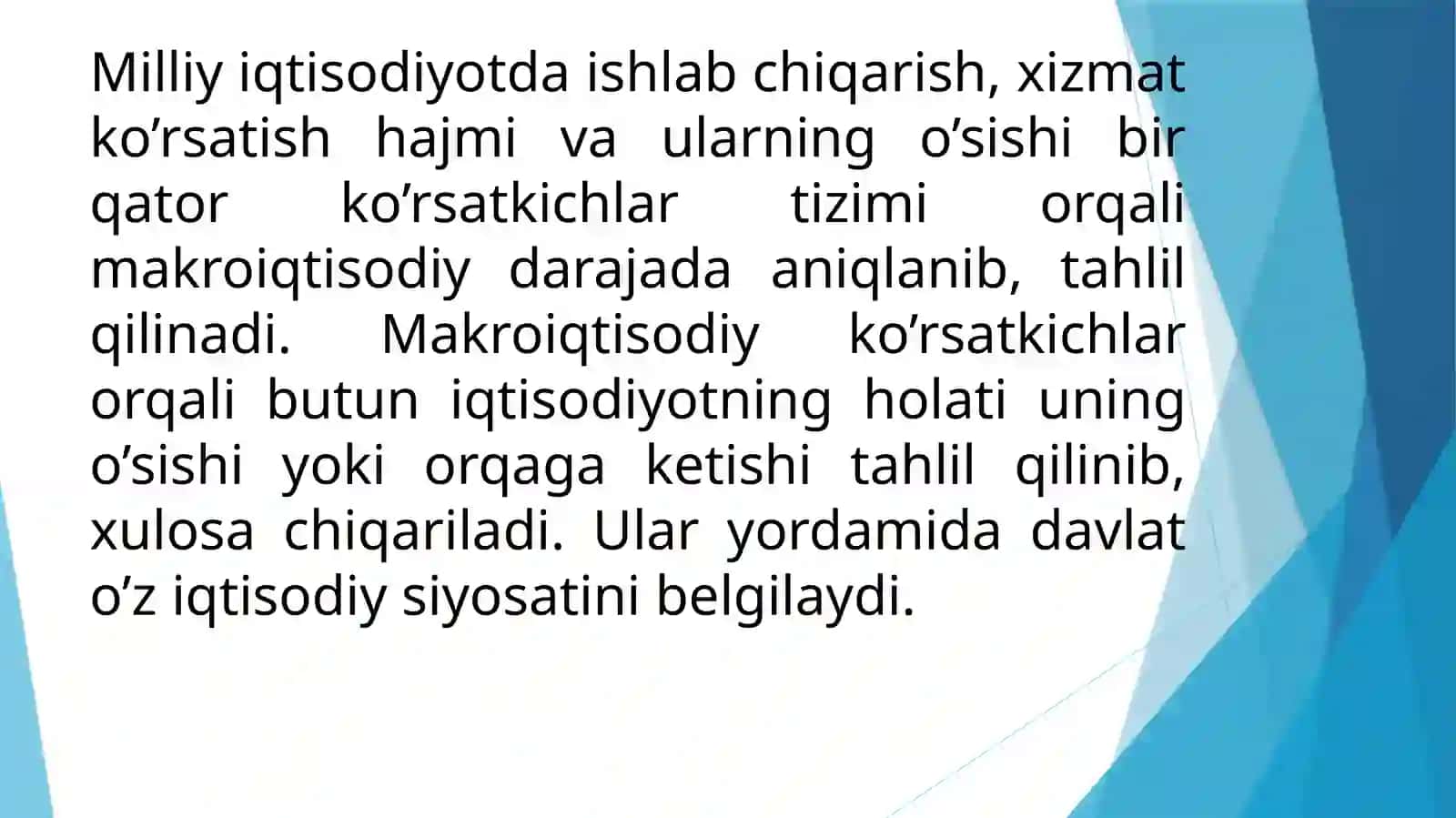 MAKROIQTISODIY KO’RSATKICHLAR Reja 2