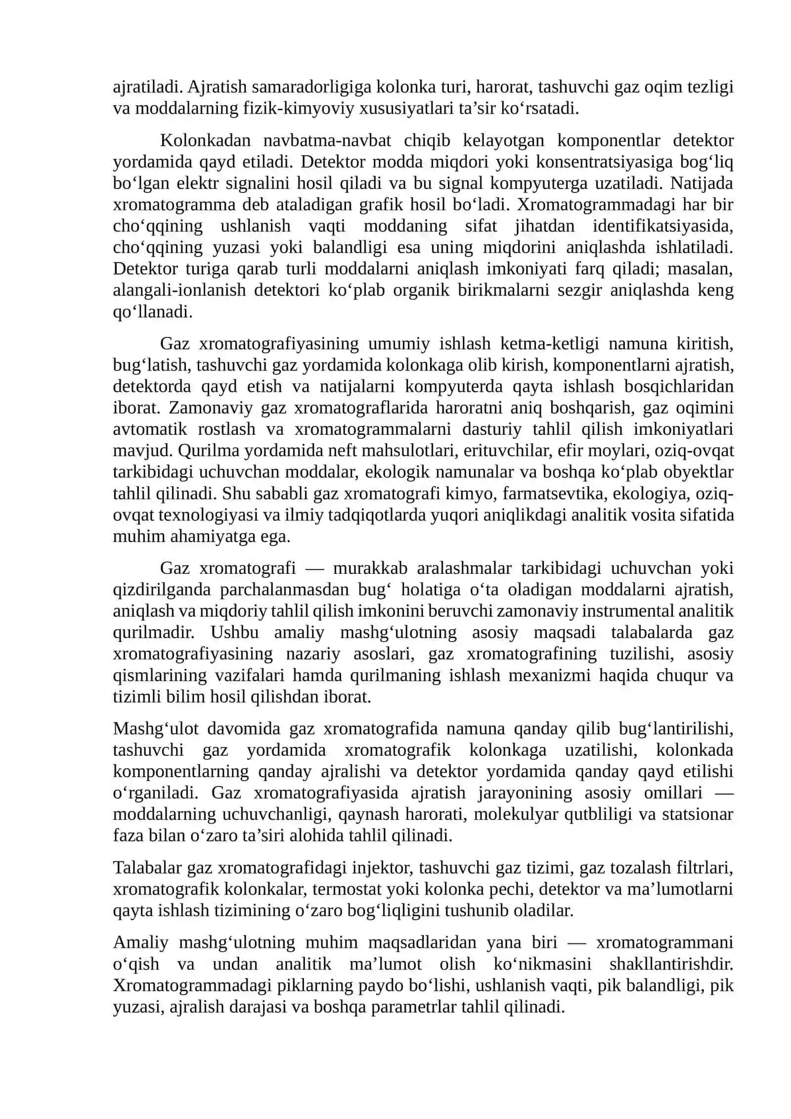 Gaz xromatografi ishlash prinsiplari 2