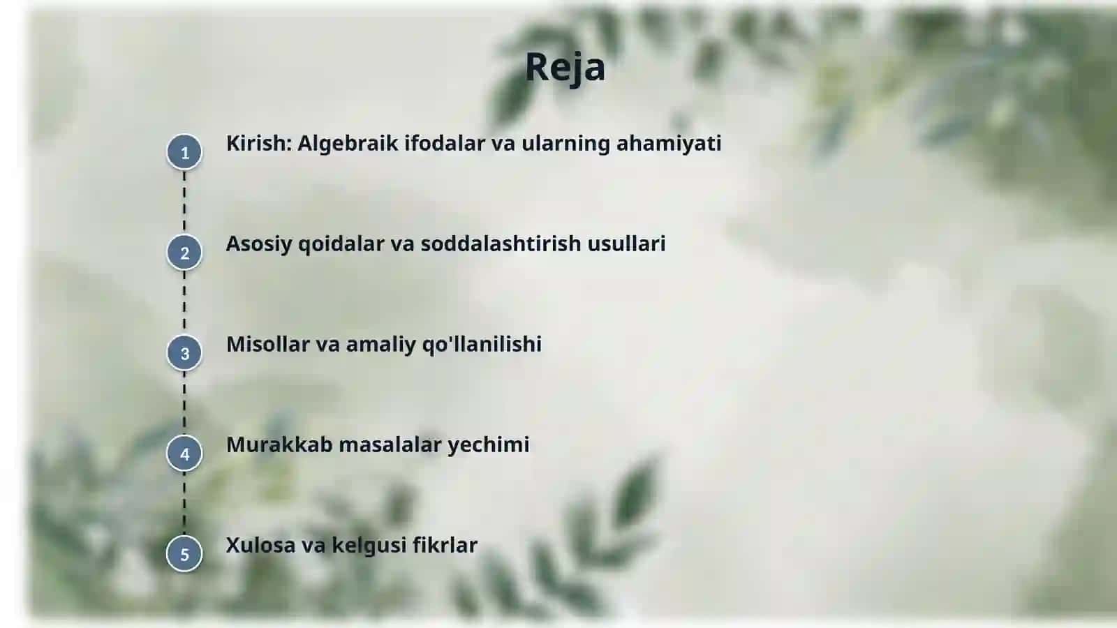 Algebraik ifodani soddalashtirish 2