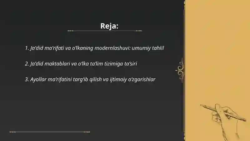 Jaʼdid maʼrifatlarining oʻlka ijtimoiy - maʼnaviy hayotida tutgan oʻrni 2