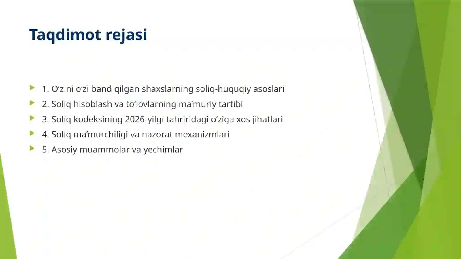 O‘zini o‘zi band qilgan shaxslar soliqqa tortishning o‘ziga xos jihatlari va ma’murchilik 2