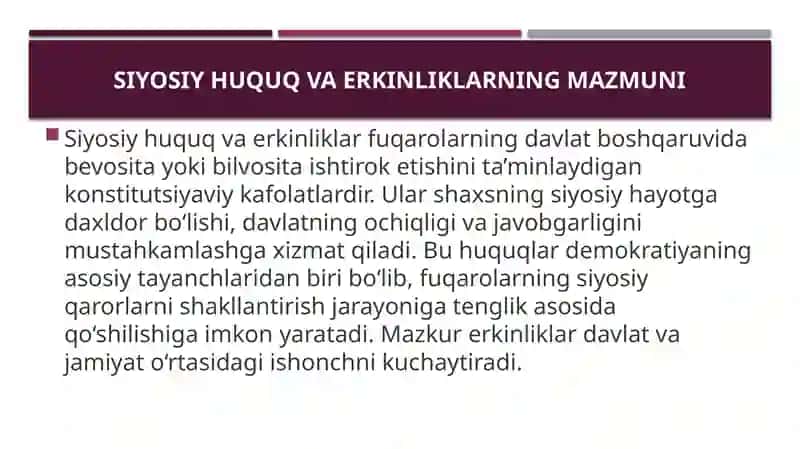 Siyosiy huquq va erkinliklar 2