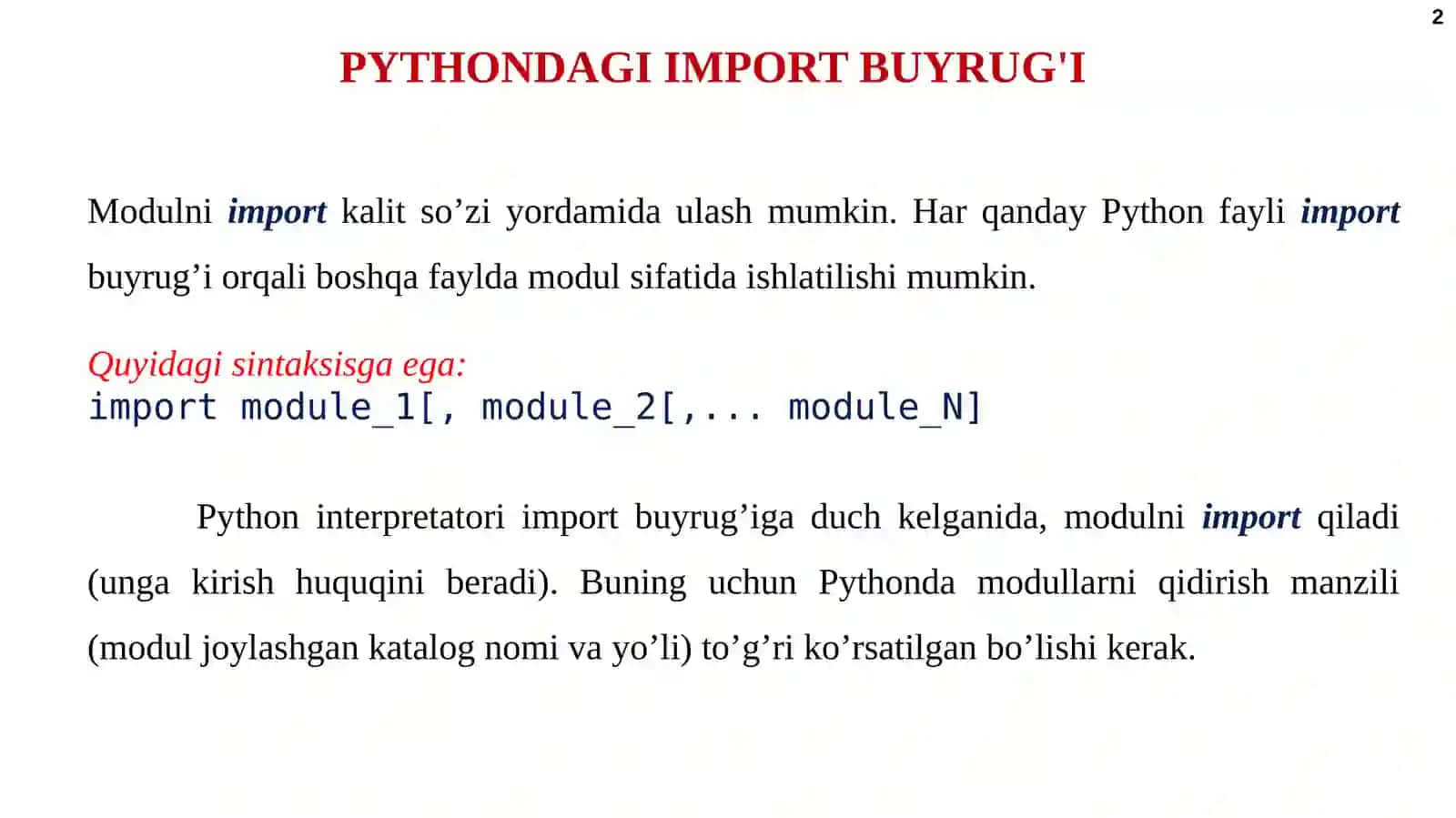 STANDART VA FOYDALANUVCHI MODULLARI 2