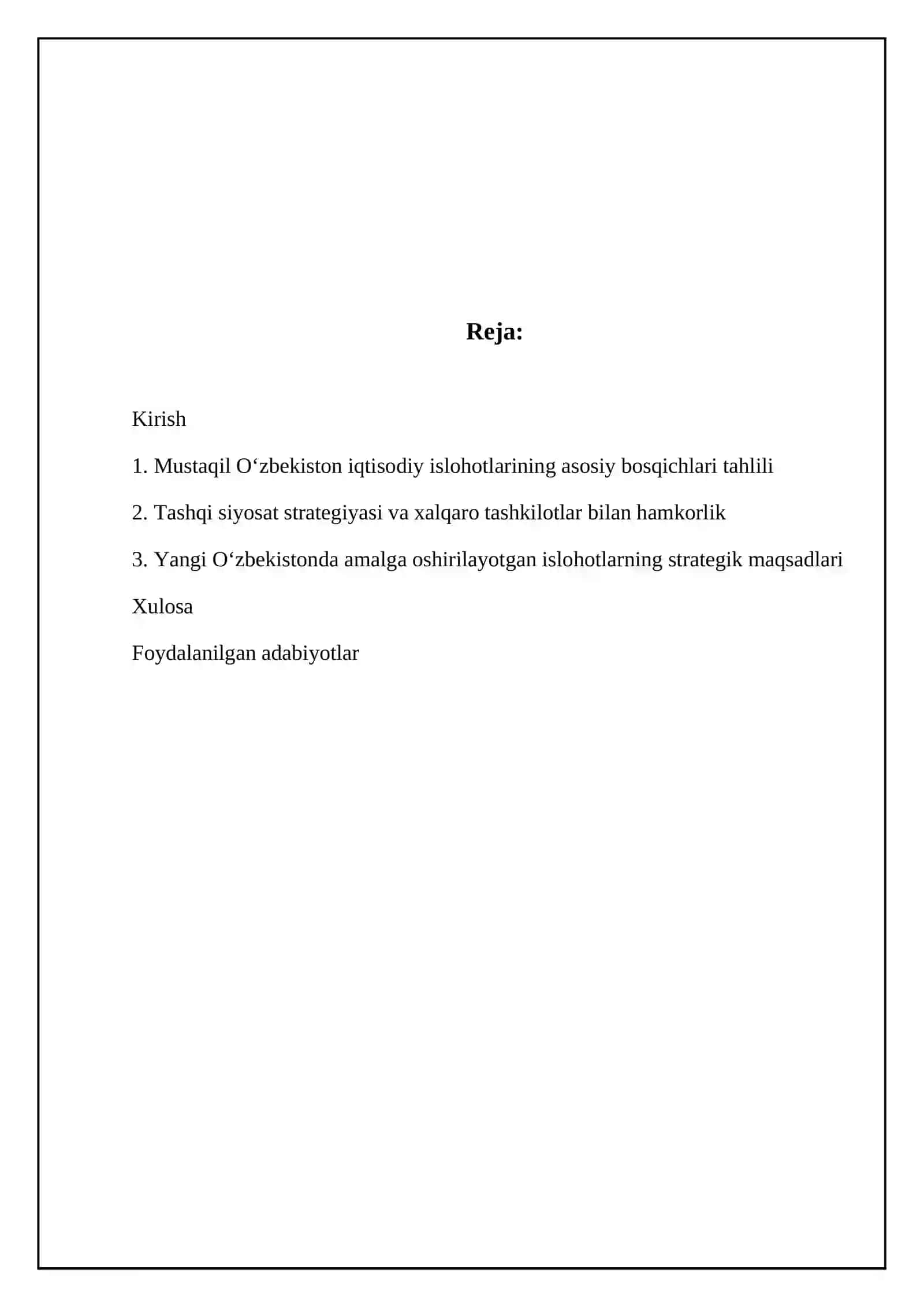 Mustaqil Oʻzbekiston iqtisodiy islohotlarining asosiy bosqichlari tahlili 2