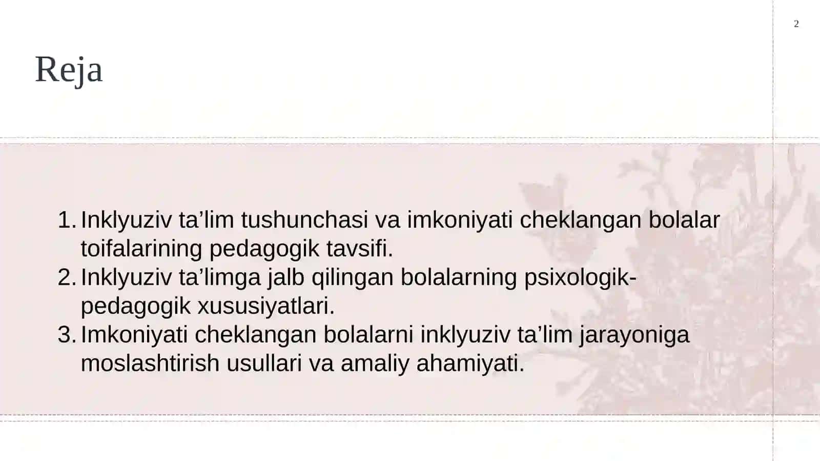 Inkuliziv talimga jalb qilingan imkoniyati cheklangan bolalar toifalari 2