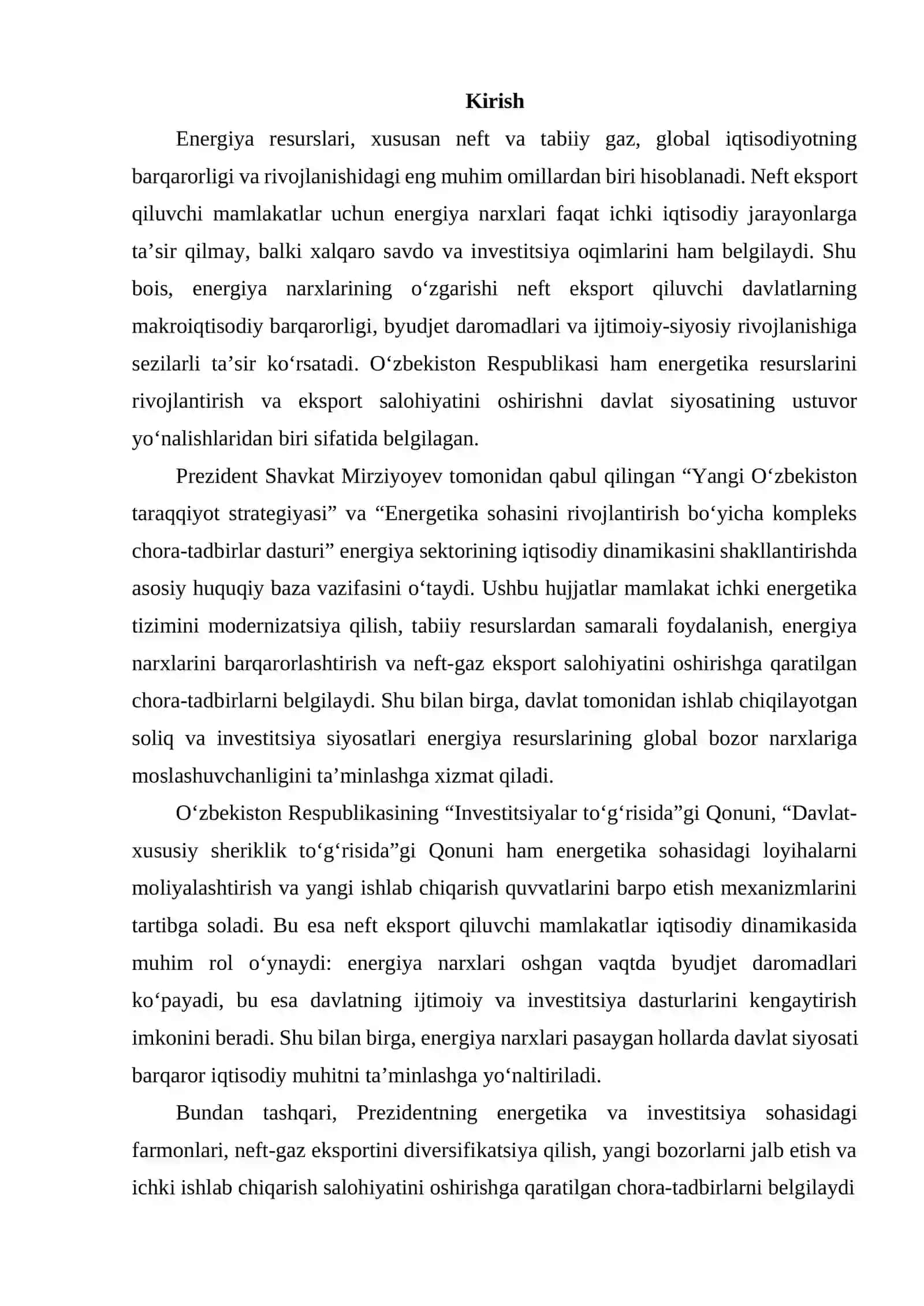 Energiya narxlari va neft eksport qiluvchi mamlakatlar iqtisodiy dinamikasi 2